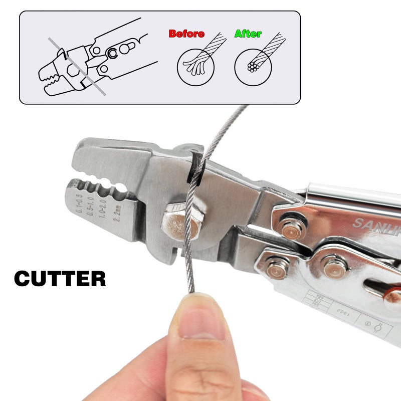 Sanuke Wire Rope Crimping Swaging Tool Cable Crimps up to 2.2mm(2/32inch) with 160pcs 4sizes Aluminum Double Barrel Ferrule Loop Sleeve and 10pcs Stainless Steel Thimble Assortment Kit - Image 5